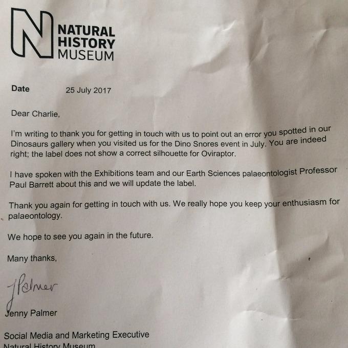 Natural History Museum Letter