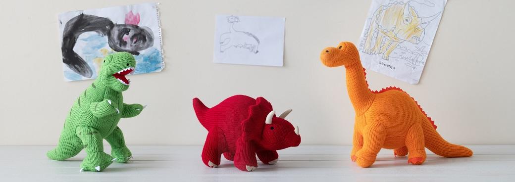 knitted dinosaur toys