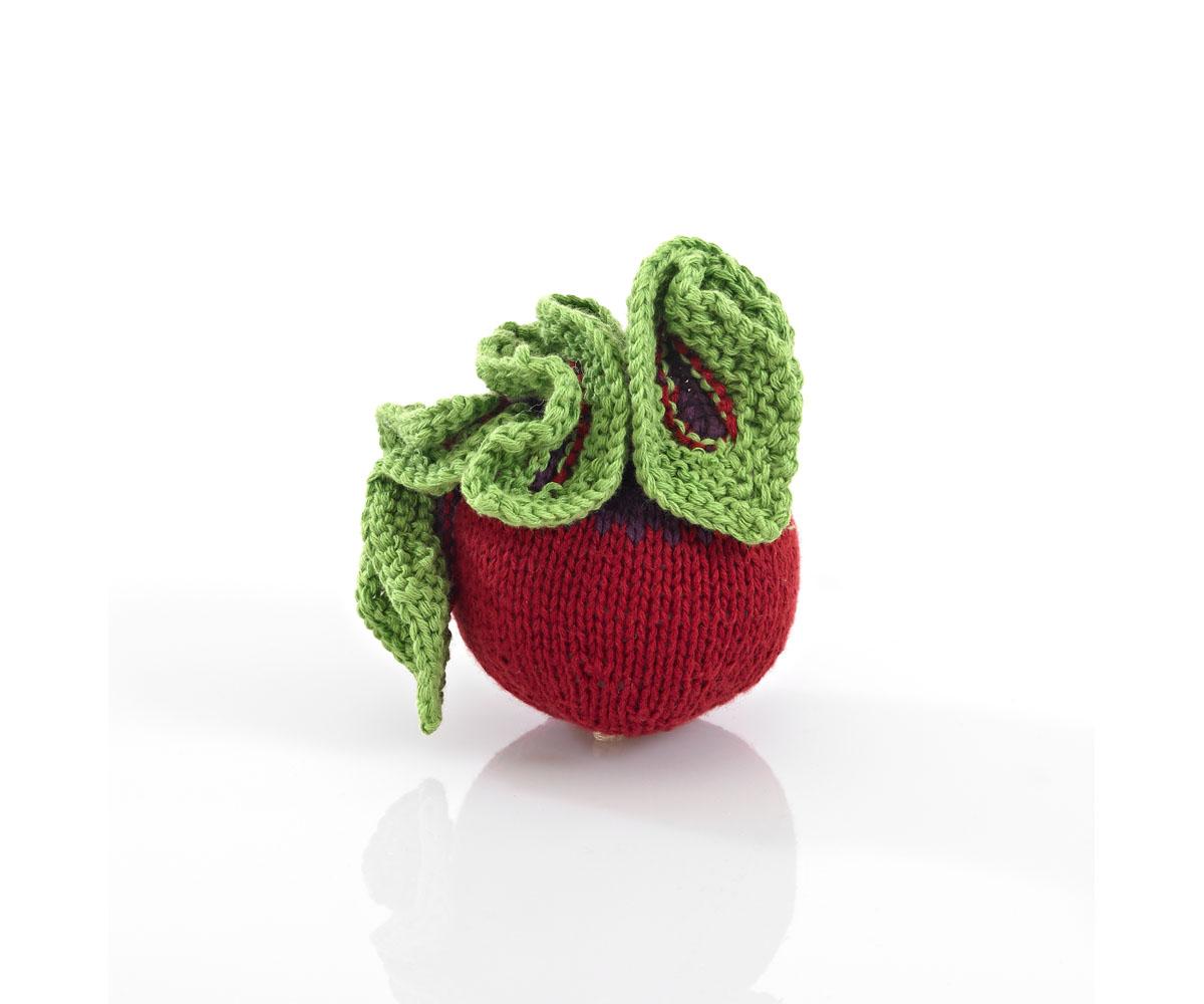 Fair Trade Crochet Cotton Beetroot Baby Rattle