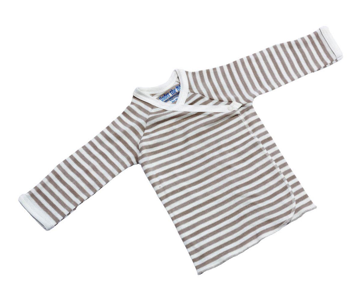 Clothes : Organic Long Sleeve Side Snap Tee, tan stripe 0 ...