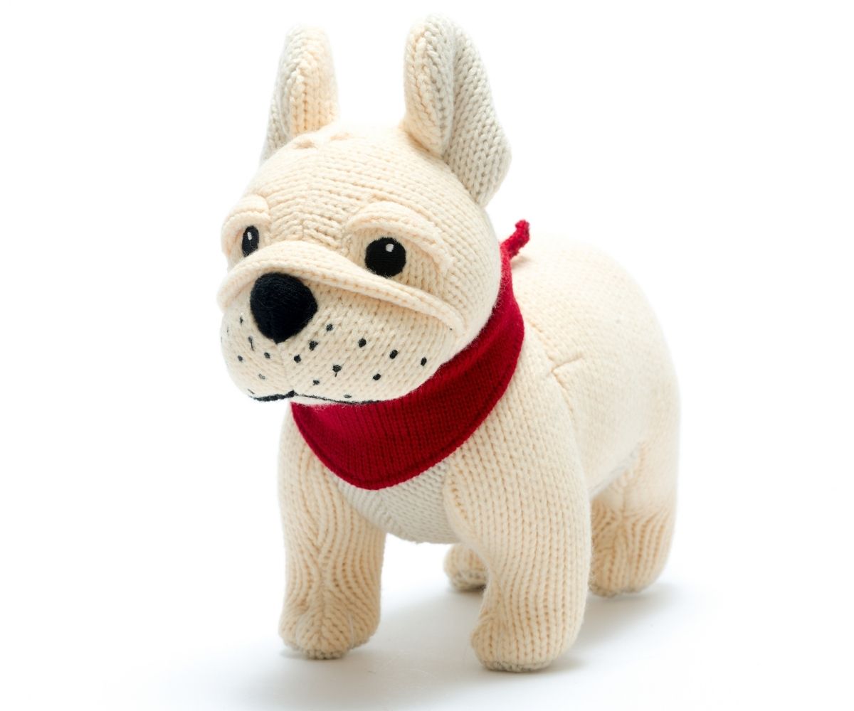 Knitted French Bulldog Soft Toy - ideal kids gift, cuddly dog