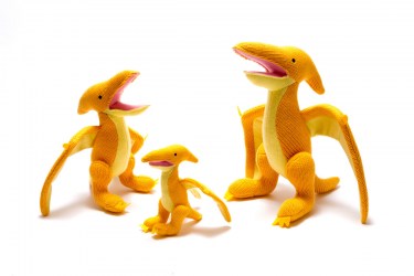 Yellow Pterodactyl Dinosaur Baby Rattle with Wings