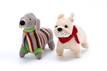 Best Years Knitted French Bulldog Dog Baby Rattle Suitable From Birth